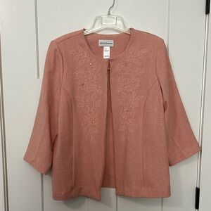 Alfred Dunner Pink Embroidered Blazer